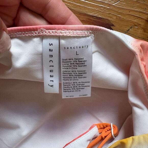 Sanctuary pink yellow orange tie dyed lace side one piece swimsuit SIZE L - Picture 6 of 8